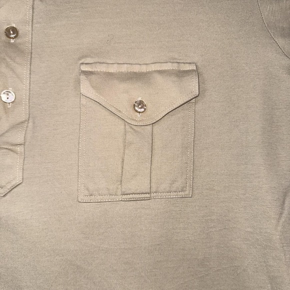 Vintage Nature Knit Polo Shirt Mens Tall XL Khaki Pocket Flap Short Sleeve Retro - Picture 3 of 8